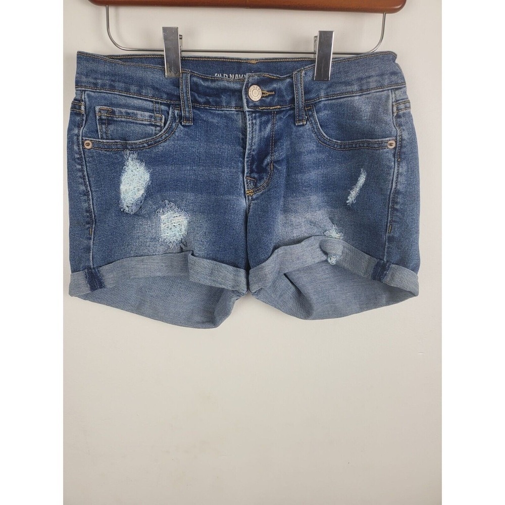 Old Navy Boyfriend Shorts 0 Womens Cuffed Low Rise Distressed Medium‎ Wash